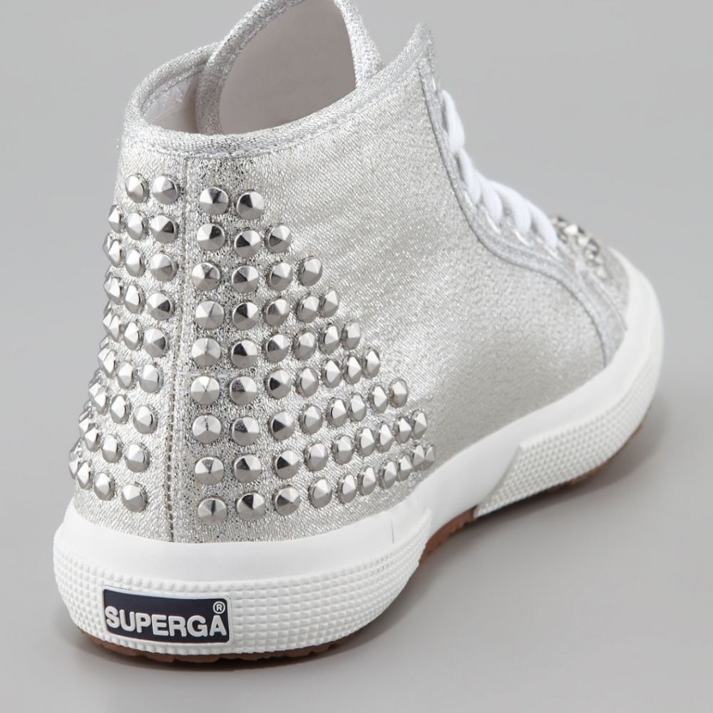 Superga metallic silver studded hi-tops - Picture 6 of 13